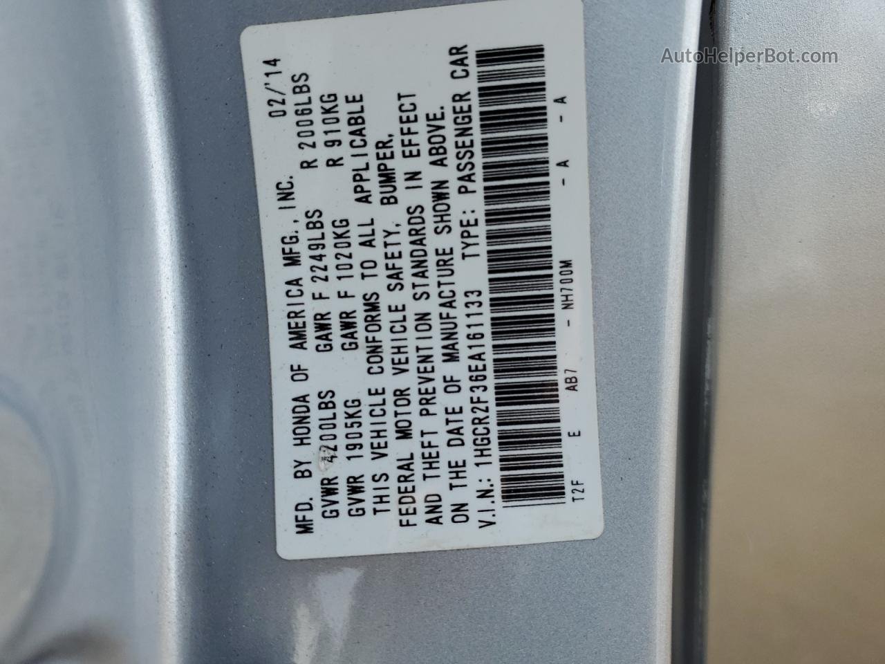 2014 Honda Accord Lx Silver vin: 1HGCR2F36EA161133