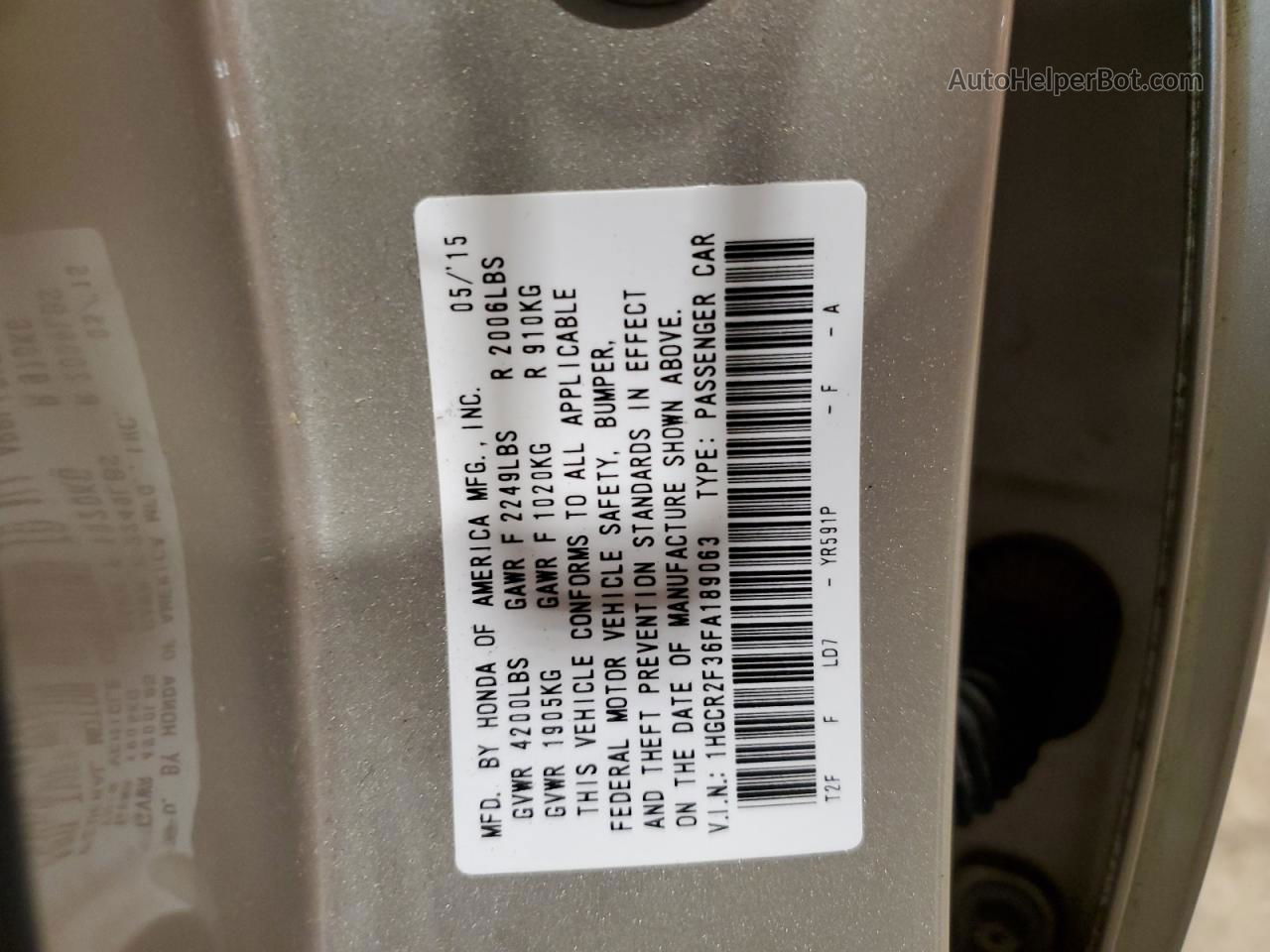 2015 Honda Accord Lx Cream vin: 1HGCR2F36FA189063