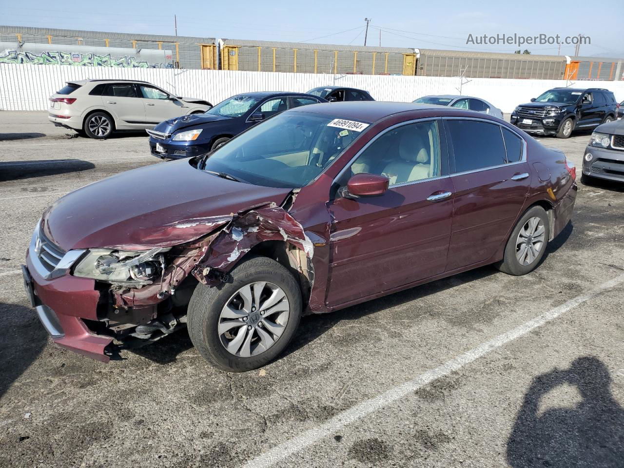 2014 Honda Accord Lx Burgundy vin: 1HGCR2F37EA100499