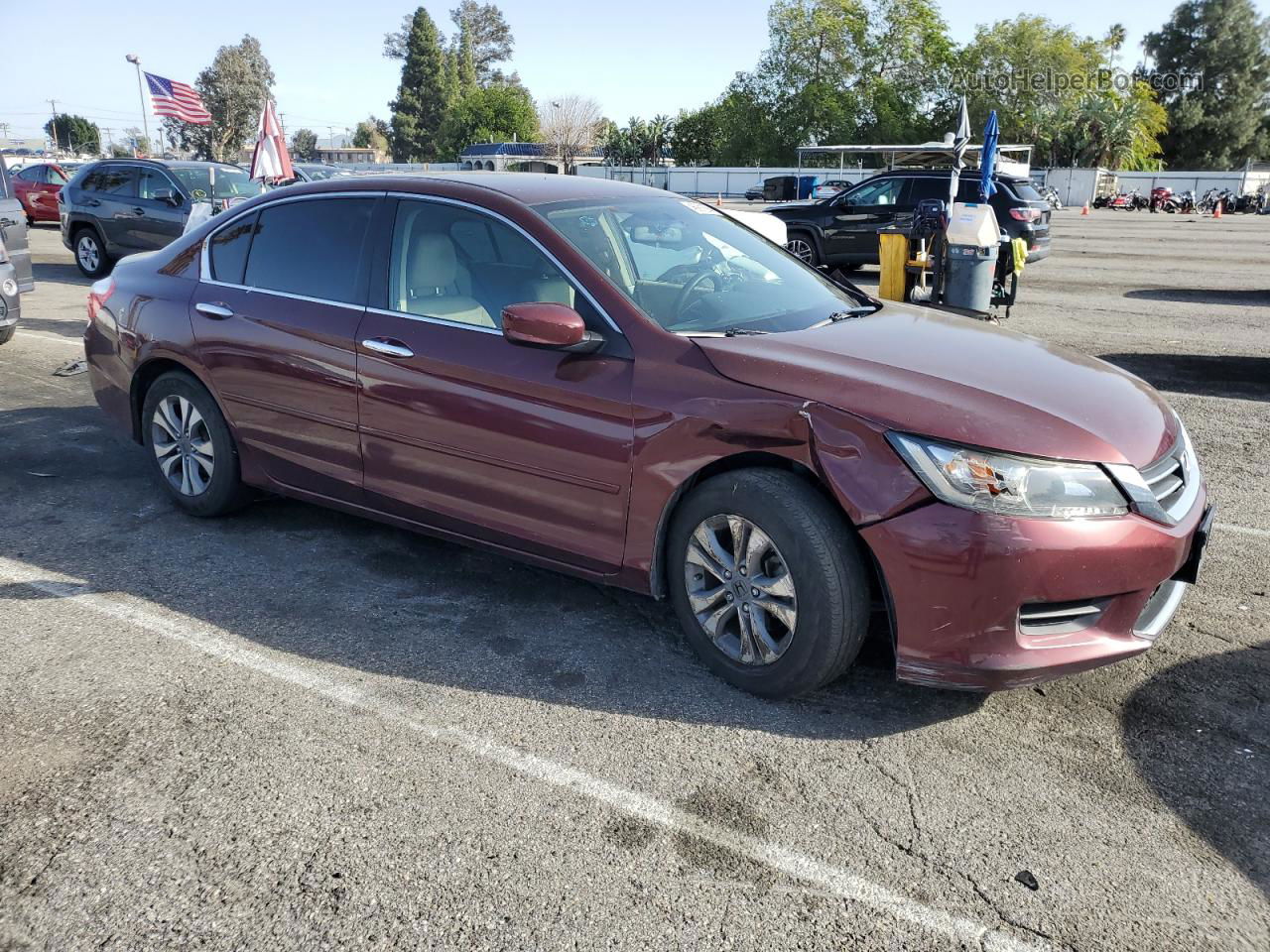 2014 Honda Accord Lx Burgundy vin: 1HGCR2F37EA100499