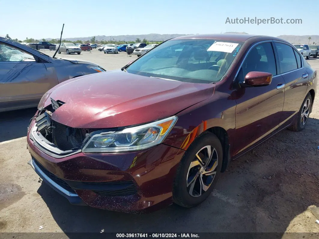 2016 Honda Accord Lx Maroon vin: 1HGCR2F37GA003208