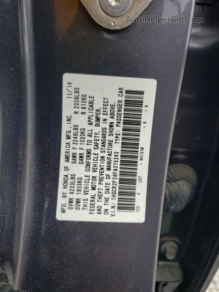 2015 Honda Accord Lx Серый vin: 1HGCR2F38FA075243