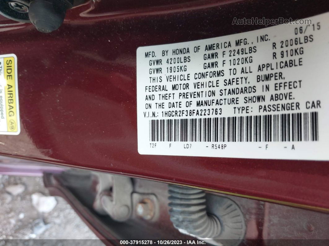 2015 Honda Accord Lx Maroon vin: 1HGCR2F38FA223763