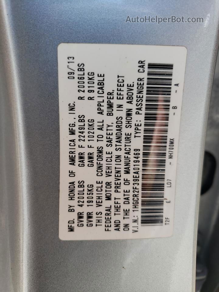 2014 Honda Accord Lx Silver vin: 1HGCR2F39EA019469