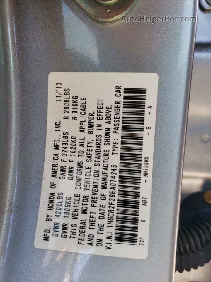 2014 Honda Accord Lx Silver vin: 1HGCR2F39EA074245