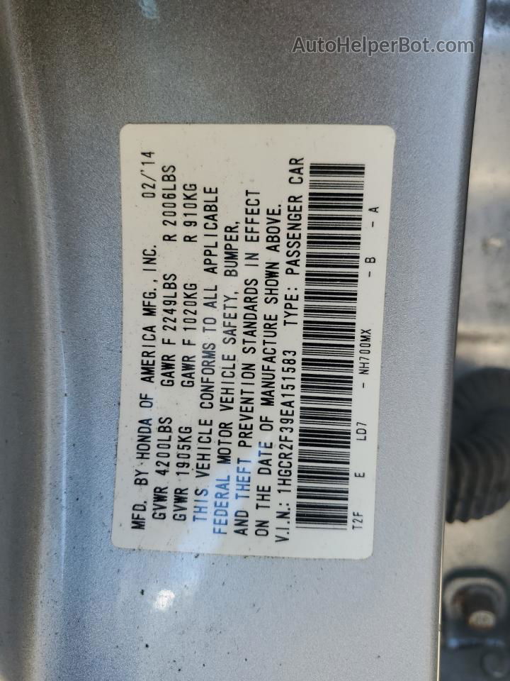 2014 Honda Accord Lx Silver vin: 1HGCR2F39EA151583