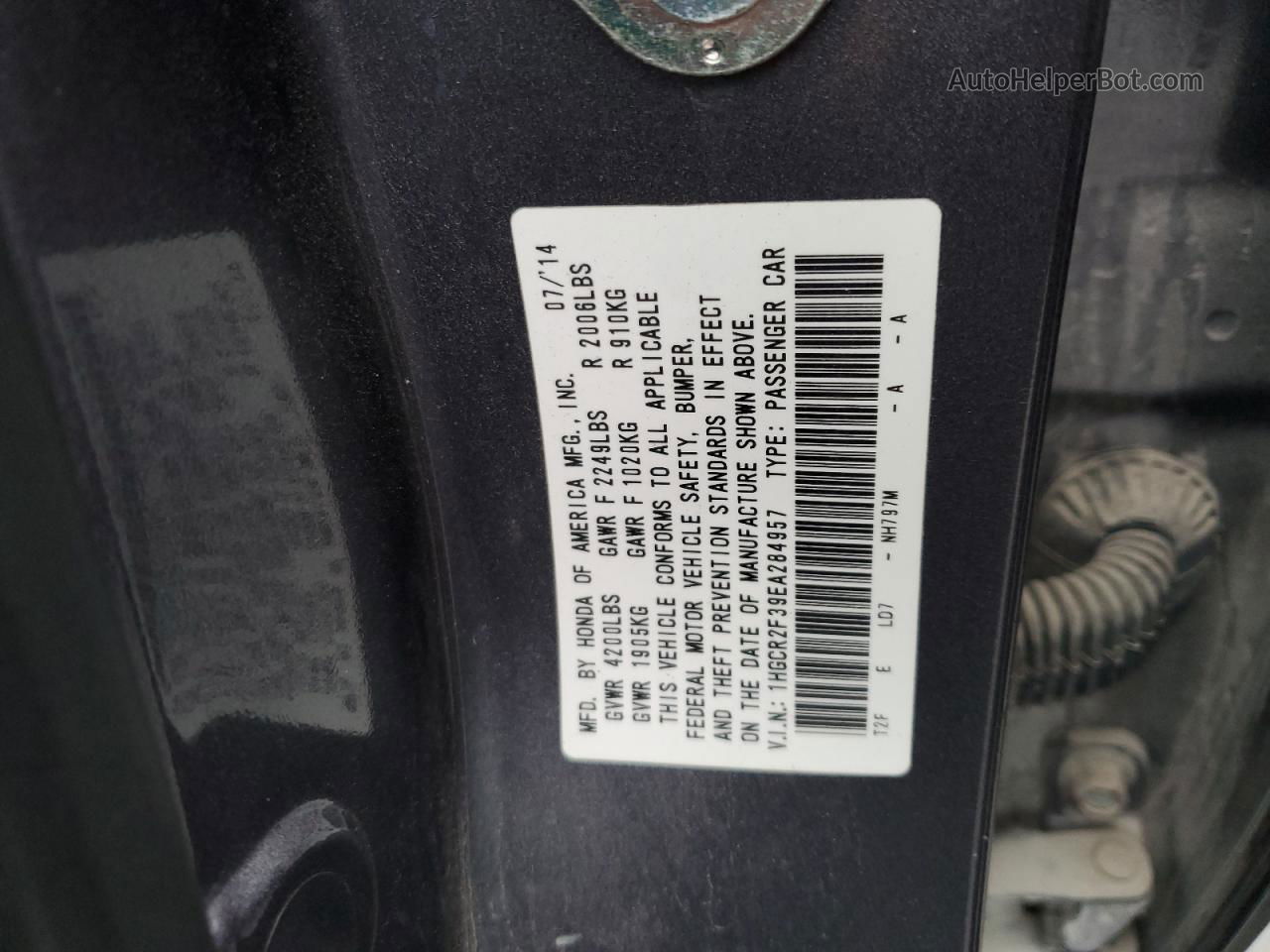 2014 Honda Accord Lx Серый vin: 1HGCR2F39EA284957