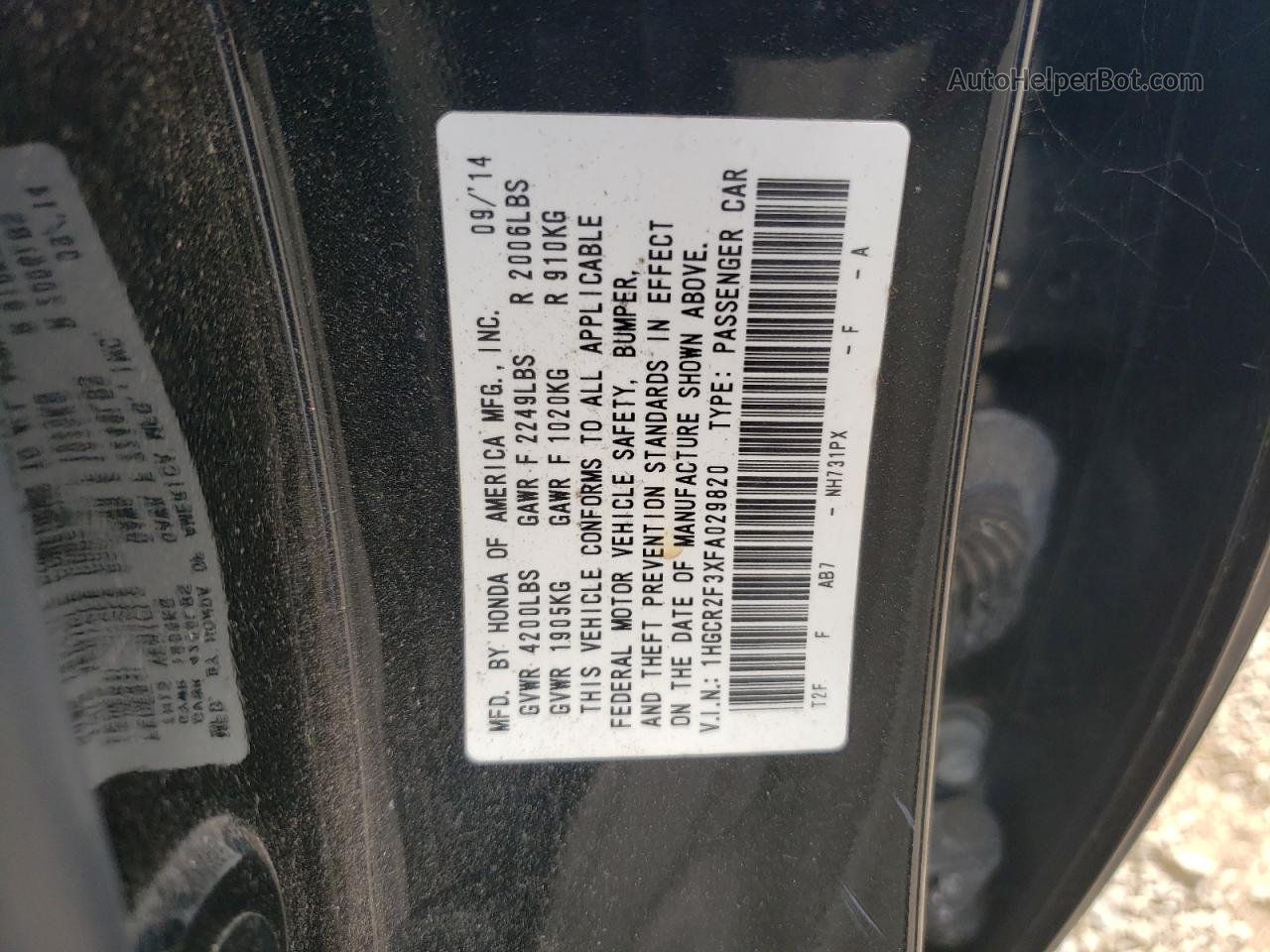 2015 Honda Accord Lx Черный vin: 1HGCR2F3XFA029820