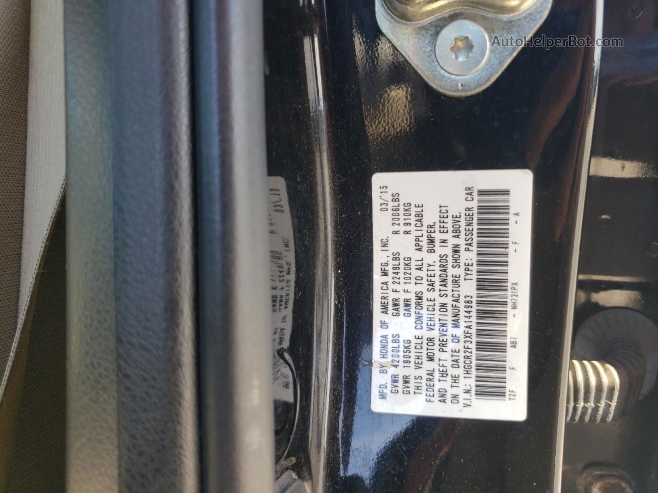 2015 Honda Accord Lx Черный vin: 1HGCR2F3XFA144983