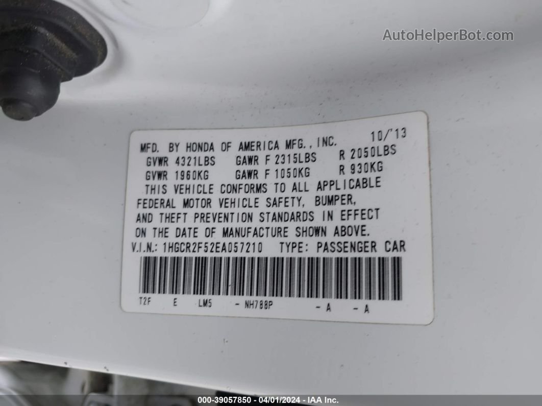 2014 Honda Accord Sport White vin: 1HGCR2F52EA057210