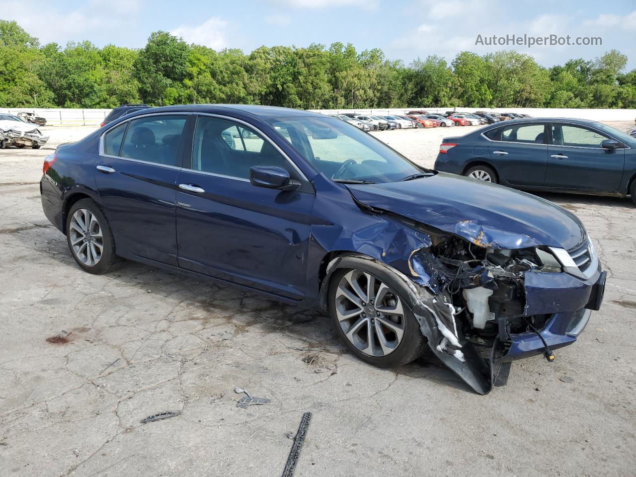 2014 Honda Accord Sport Синий vin: 1HGCR2F52EA077179