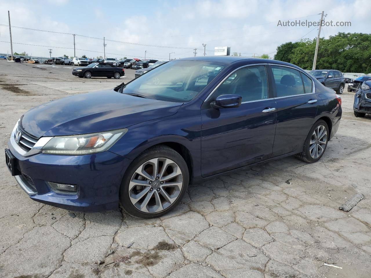 2014 Honda Accord Sport Синий vin: 1HGCR2F52EA077179