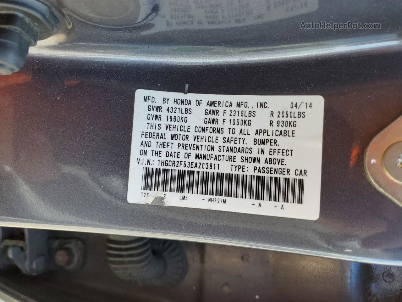 2014 Honda Accord Sport Gray vin: 1HGCR2F53EA203811
