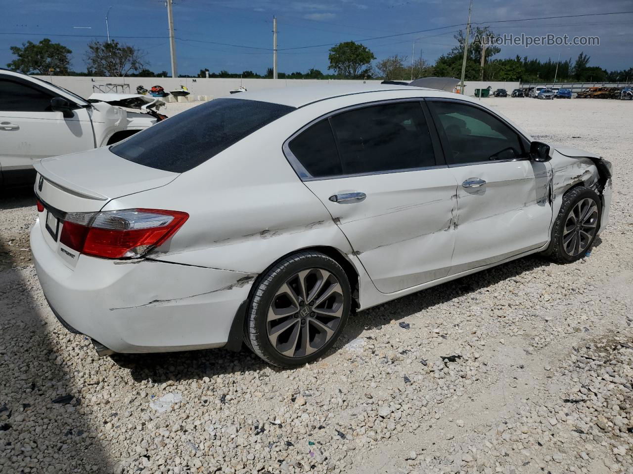 2014 Honda Accord Sport White vin: 1HGCR2F53EA253253