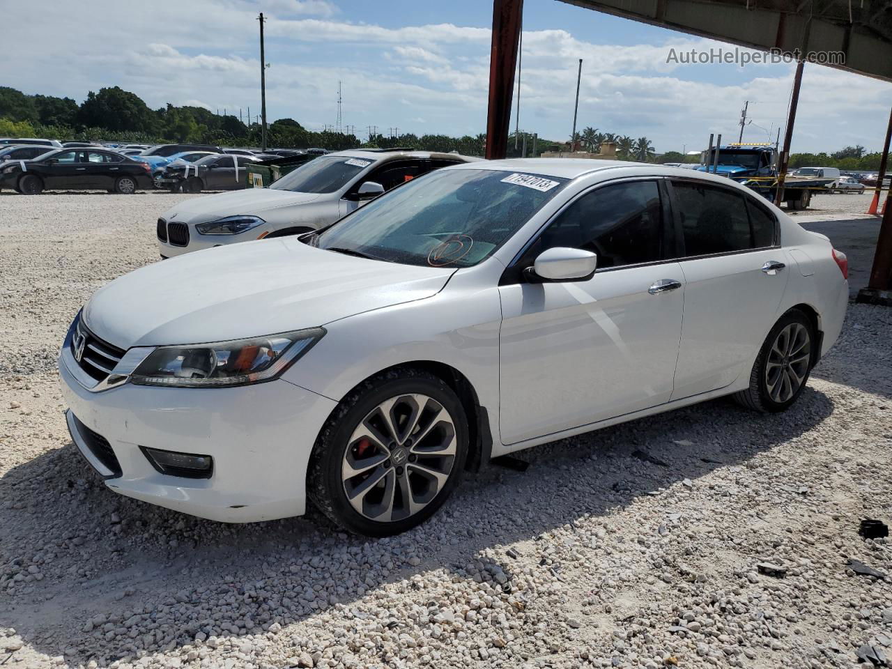 2014 Honda Accord Sport White vin: 1HGCR2F53EA253253