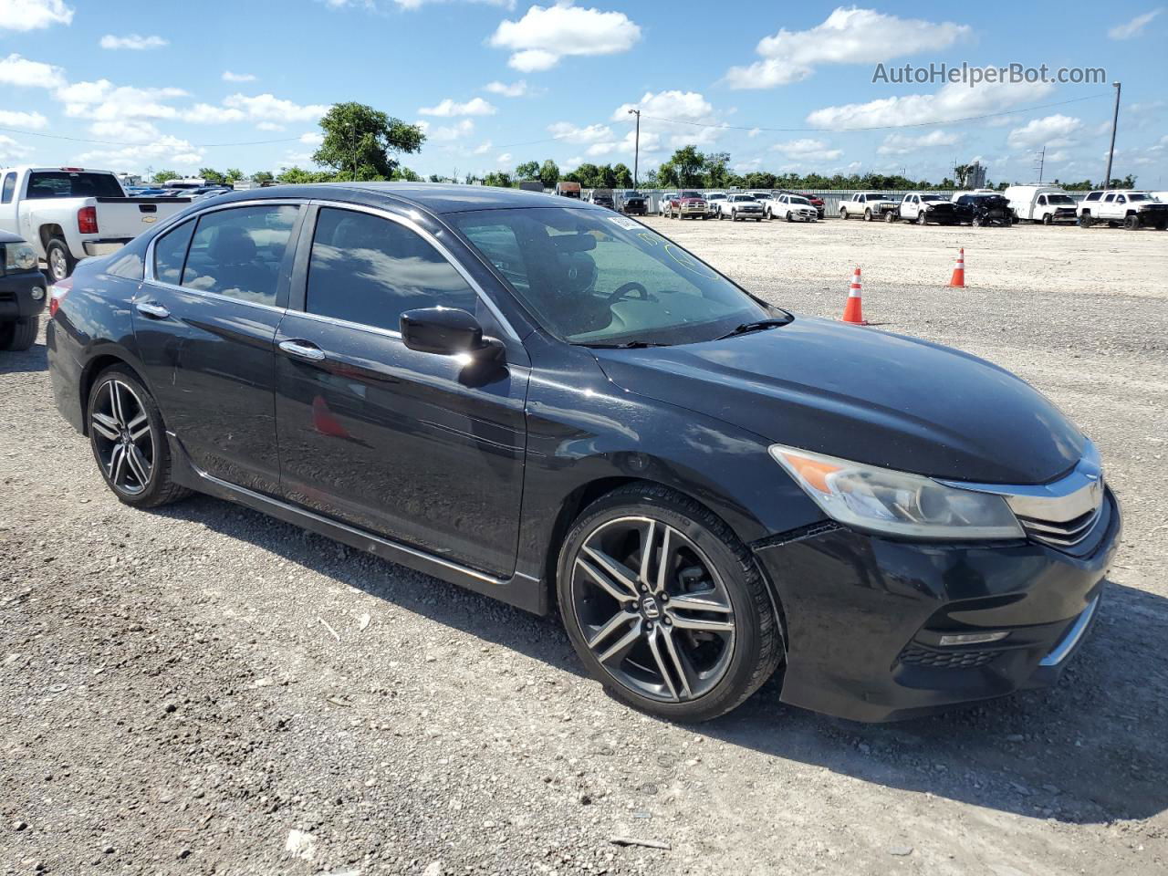 2016 Honda Accord Sport Черный vin: 1HGCR2F54GA137644