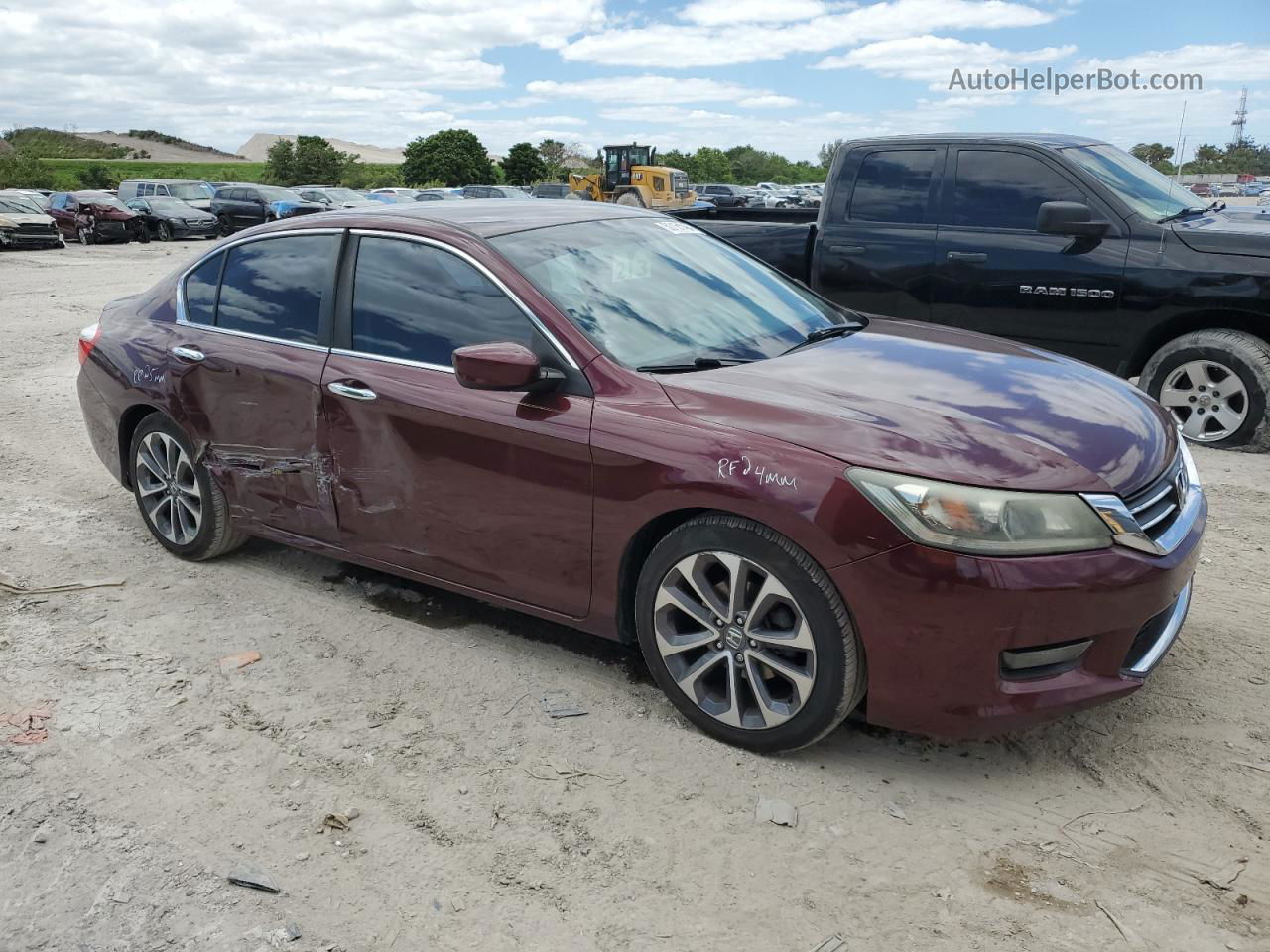 2014 Honda Accord Sport Maroon vin: 1HGCR2F55EA107842