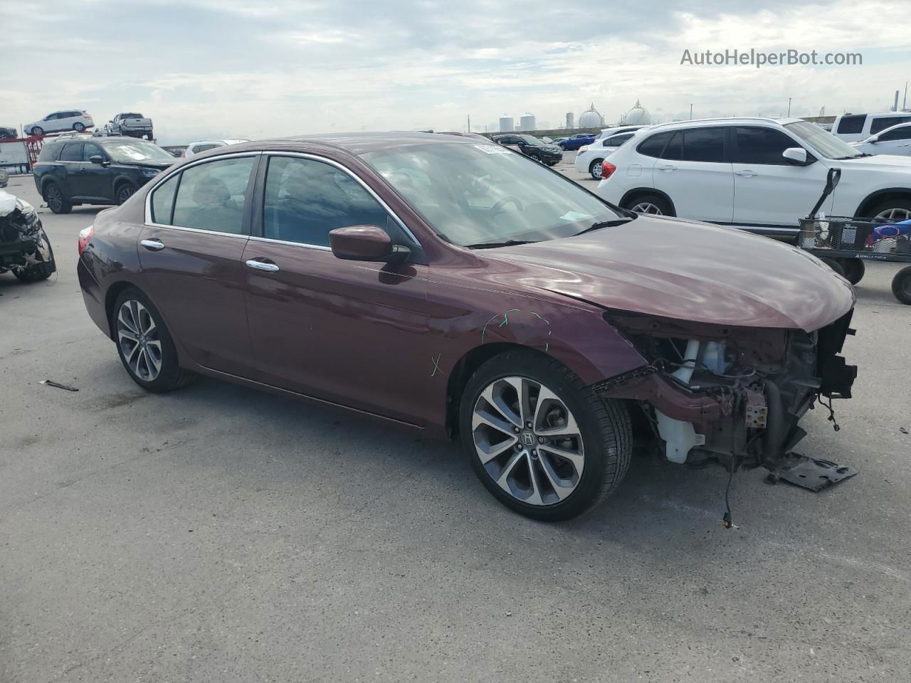 2015 Honda Accord Sport Burgundy vin: 1HGCR2F56FA045451