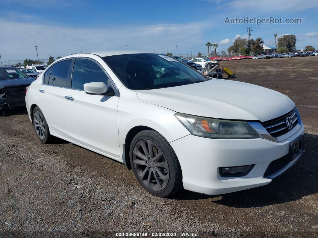 2014 Honda Accord Sport White vin: 1HGCR2F58EA267195