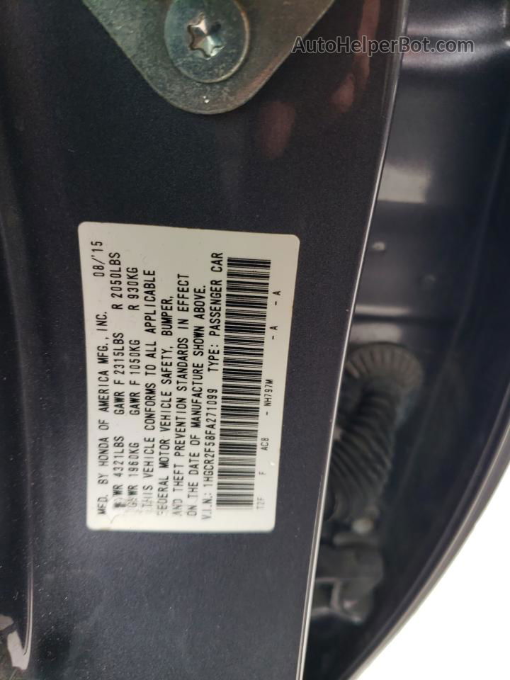2015 Honda Accord Sport Серый vin: 1HGCR2F58FA271099