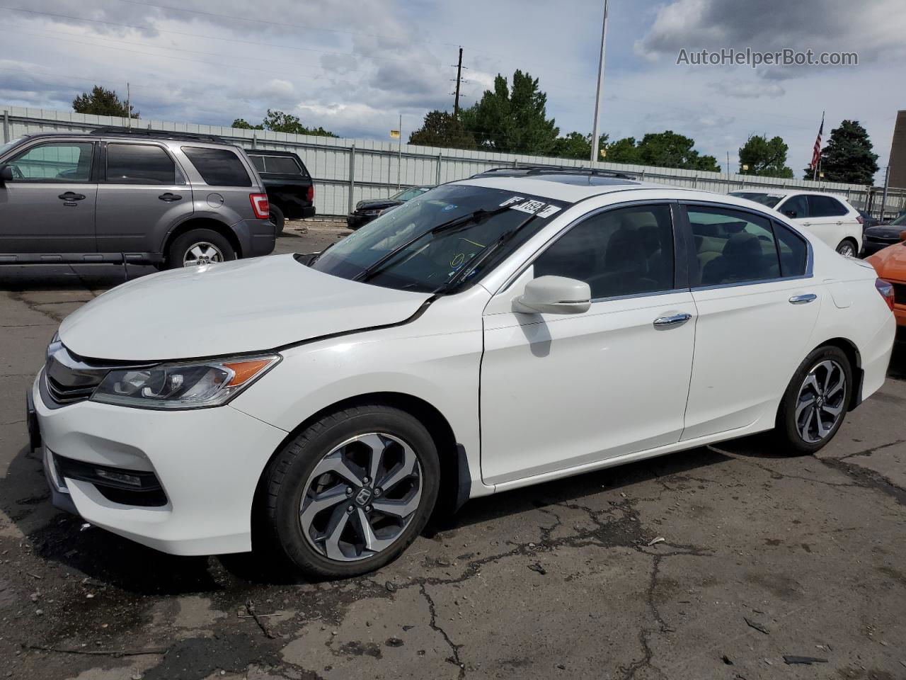 2016 Honda Accord Ex White vin: 1HGCR2F72GA241387