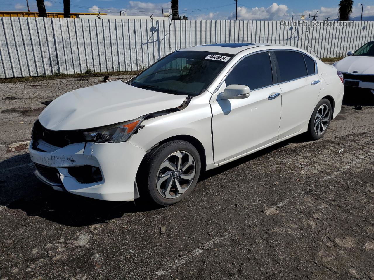 2017 Honda Accord Ex White vin: 1HGCR2F73HA150856