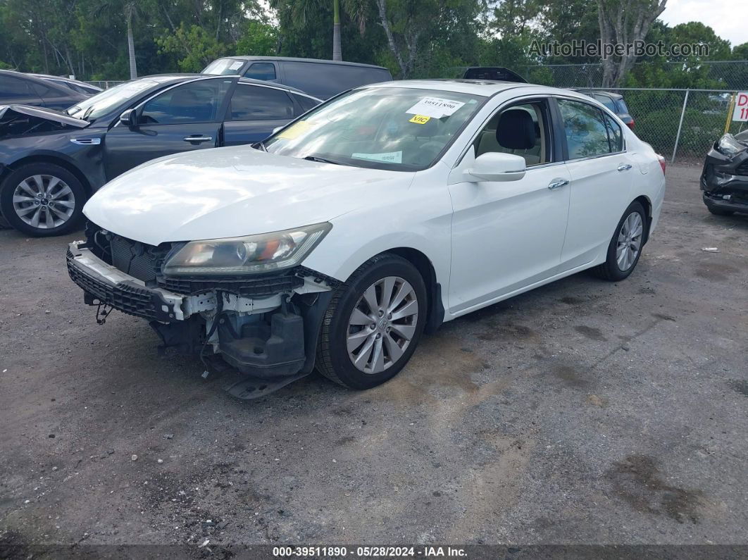 2014 Honda Accord Ex White vin: 1HGCR2F76EA166125