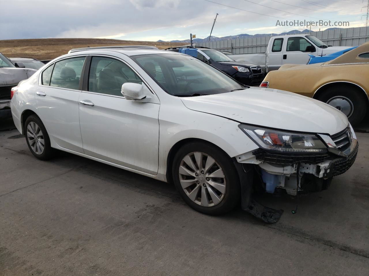 2014 Honda Accord Ex White vin: 1HGCR2F77EA162066