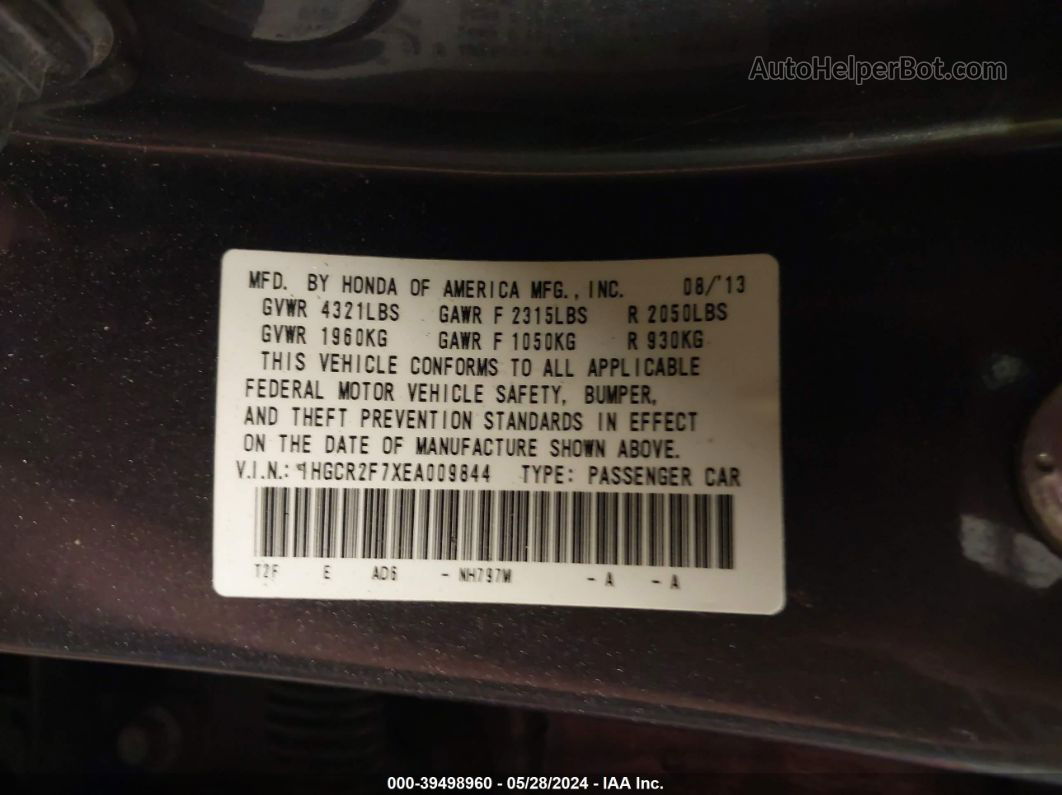 2014 Honda Accord Ex Серый vin: 1HGCR2F7XEA009844