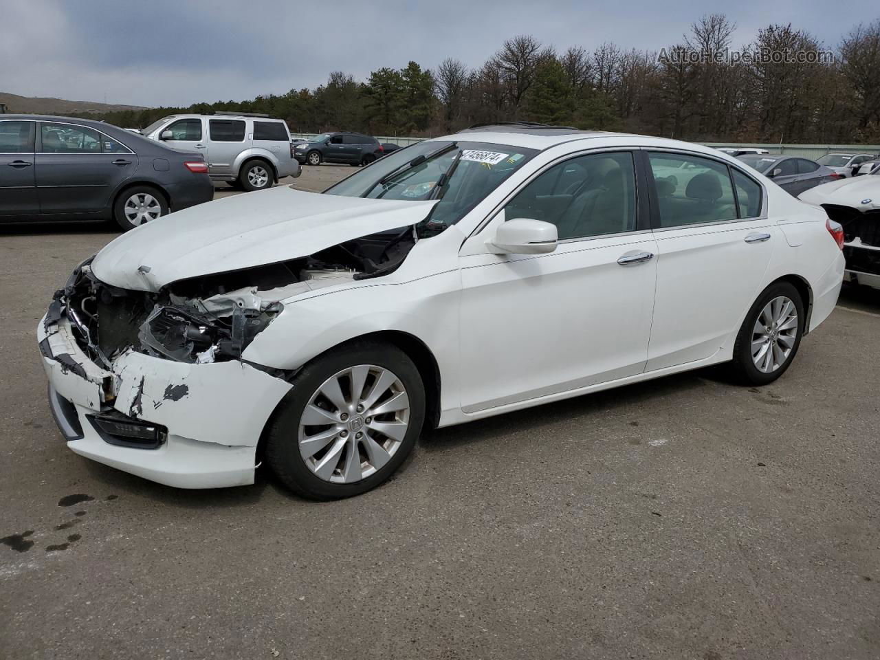 2014 Honda Accord Exl White vin: 1HGCR2F80EA230863