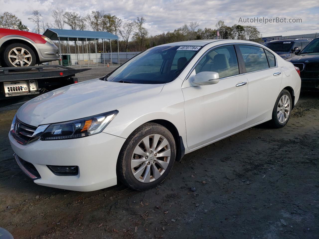 2014 Honda Accord Exl White vin: 1HGCR2F80EA303651