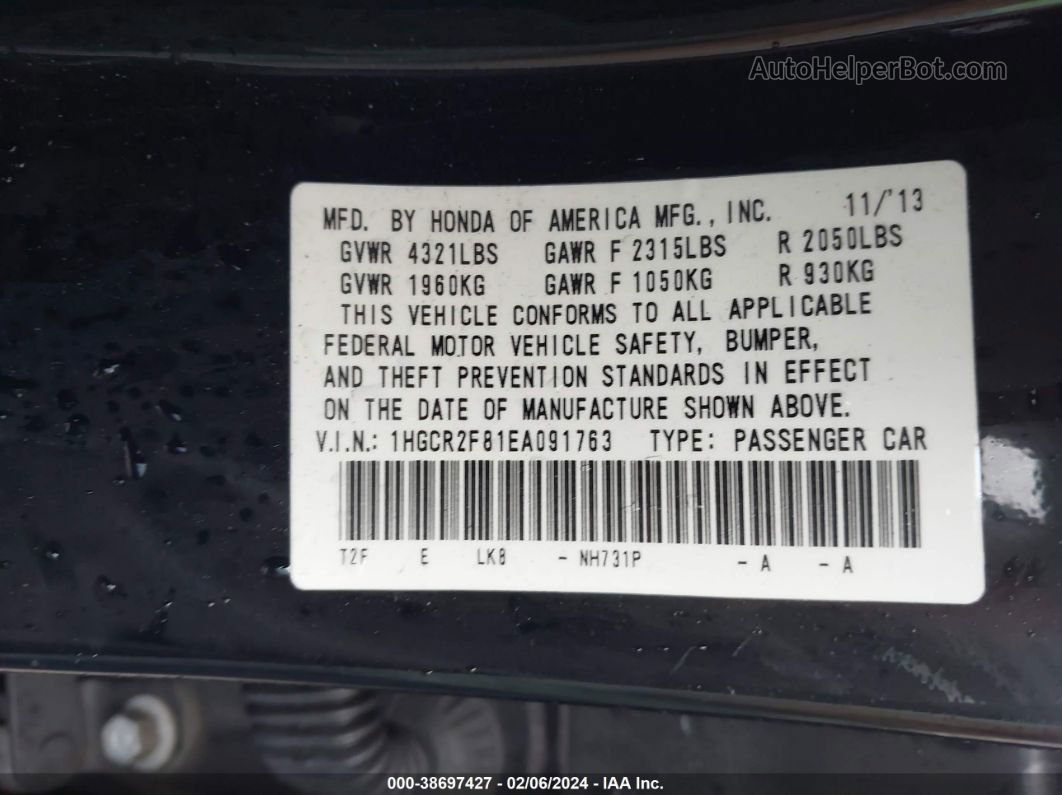 2014 Honda Accord Ex-l Черный vin: 1HGCR2F81EA091763