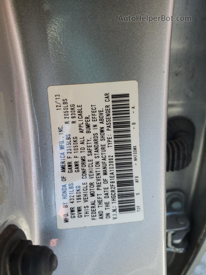 2014 Honda Accord Exl Silver vin: 1HGCR2F81EA103992