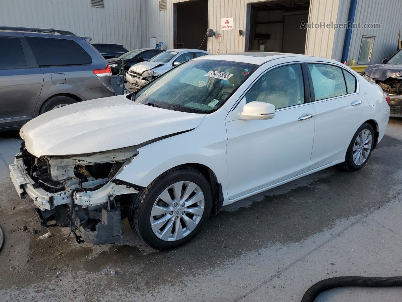 2014 Honda Accord Exl White vin: 1HGCR2F81EA107640