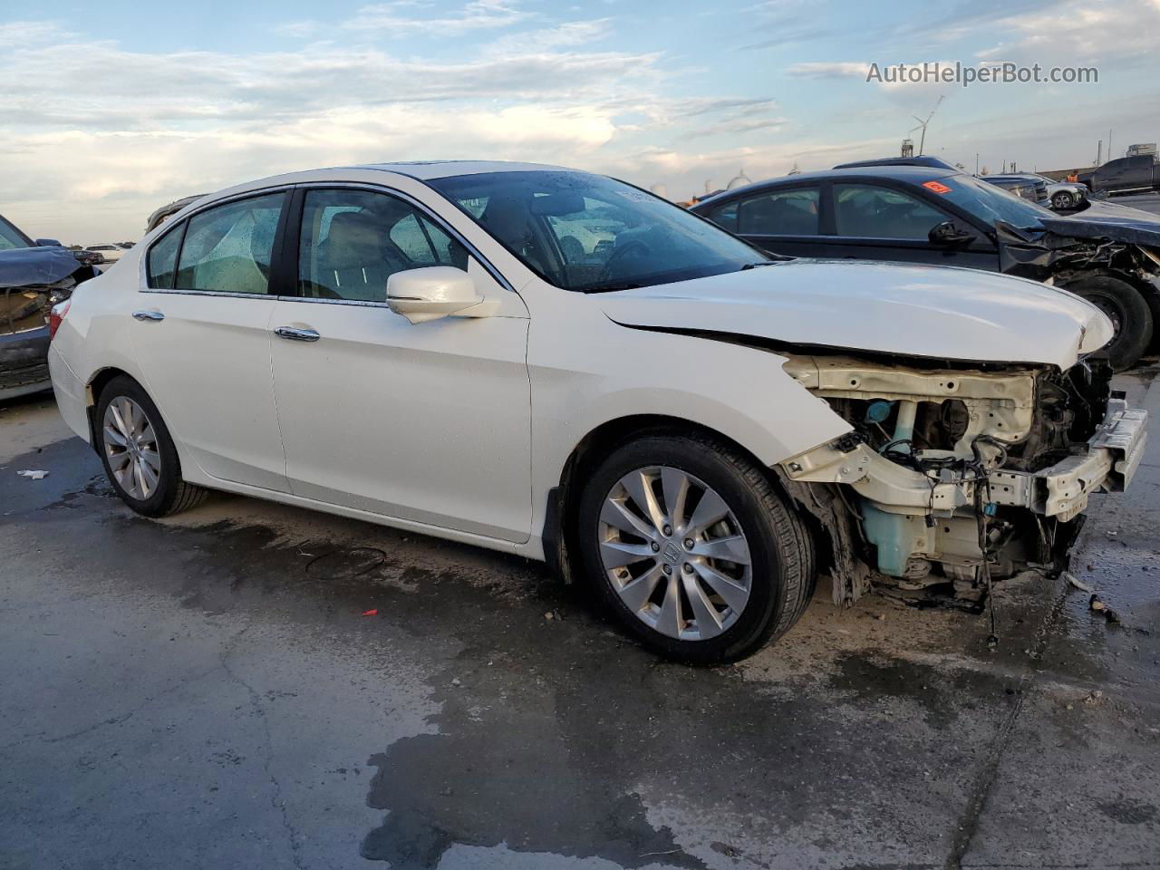 2014 Honda Accord Exl White vin: 1HGCR2F81EA107640