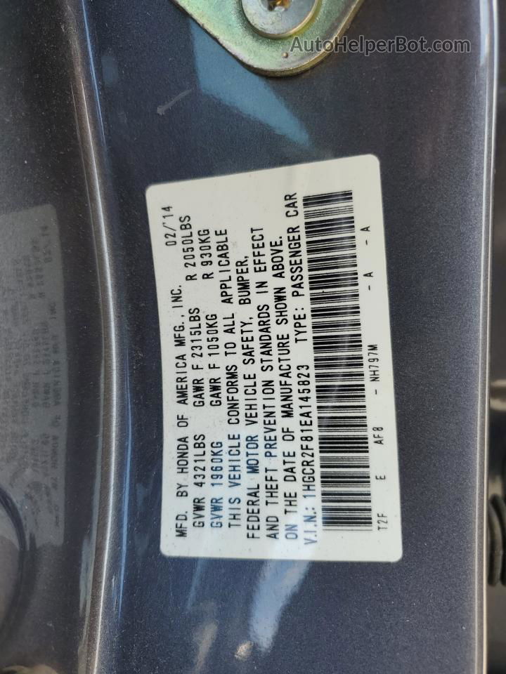 2014 Honda Accord Exl Серый vin: 1HGCR2F81EA145823