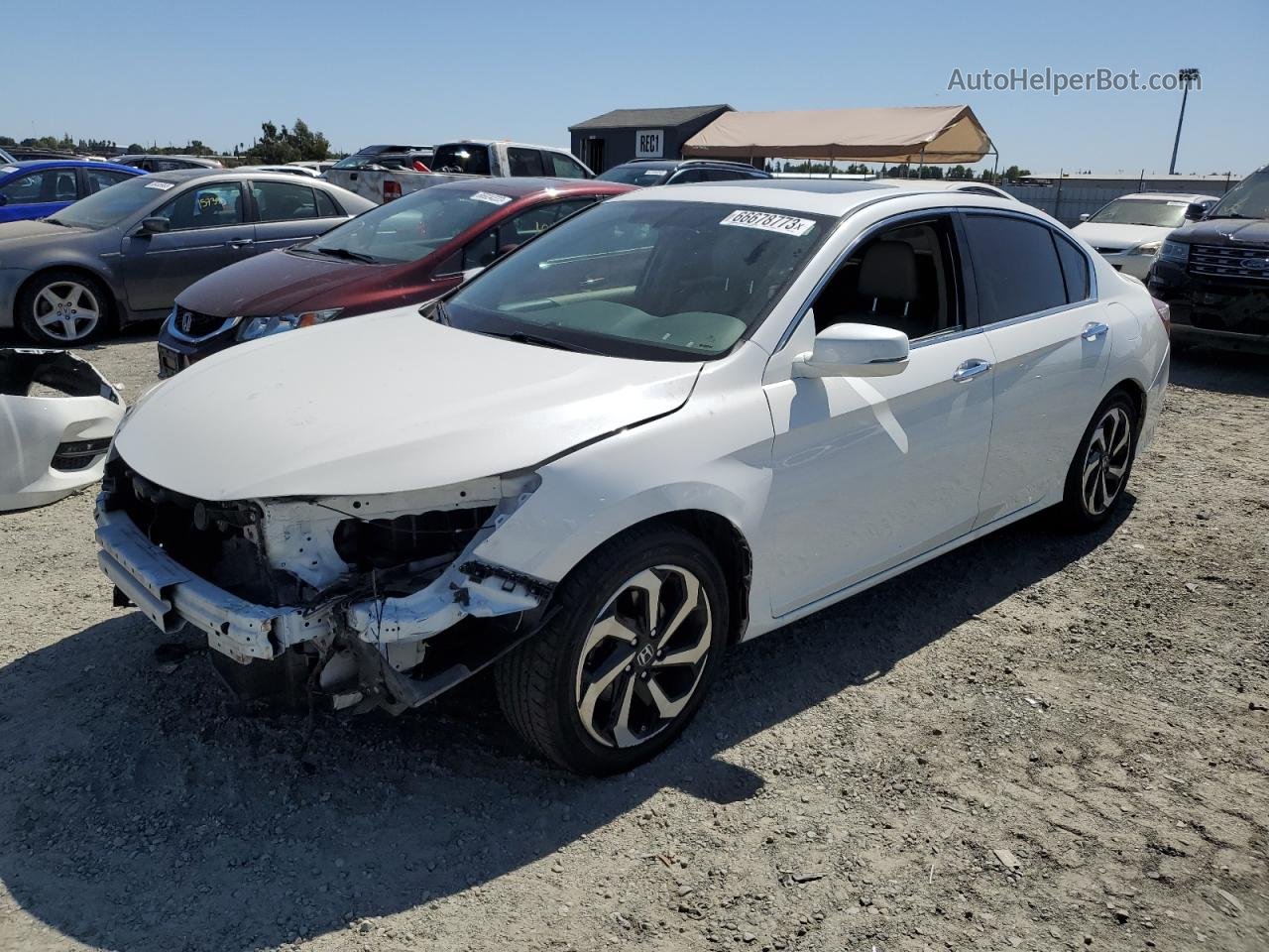 2017 Honda Accord Exl White vin: 1HGCR2F81HA144207