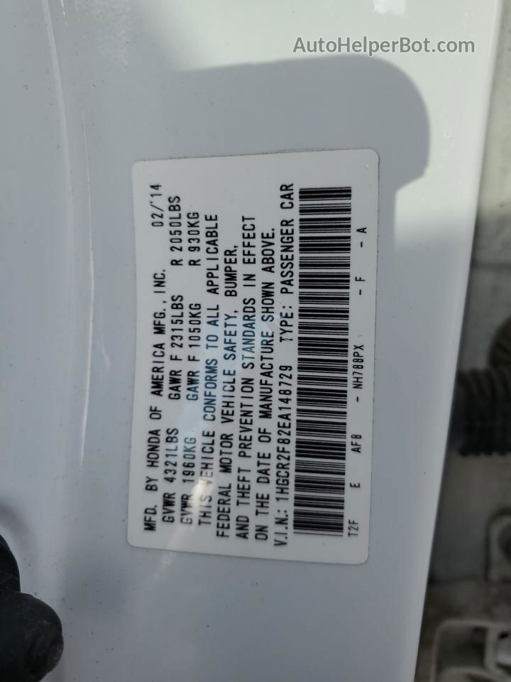 2014 Honda Accord Exl White vin: 1HGCR2F82EA148729