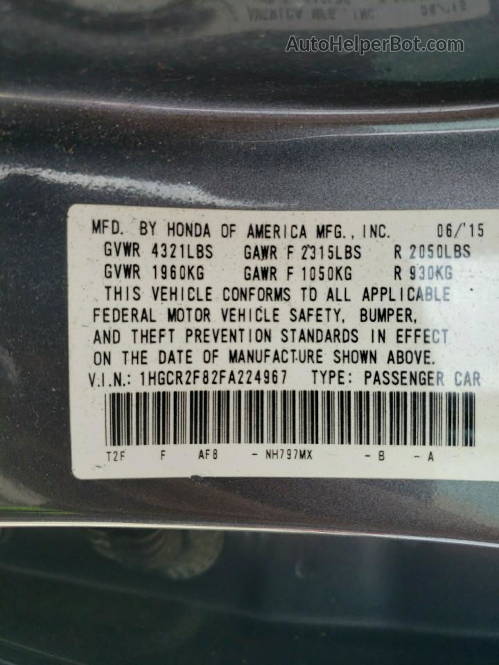 2015 Honda Accord Exl Gray vin: 1HGCR2F82FA224967