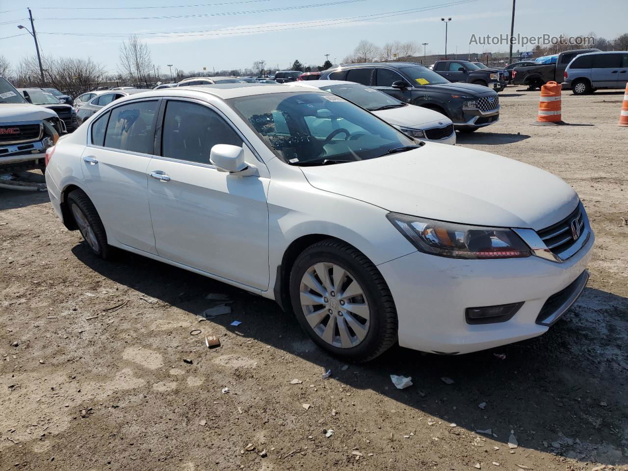 2014 Honda Accord Exl White vin: 1HGCR2F83EA048607