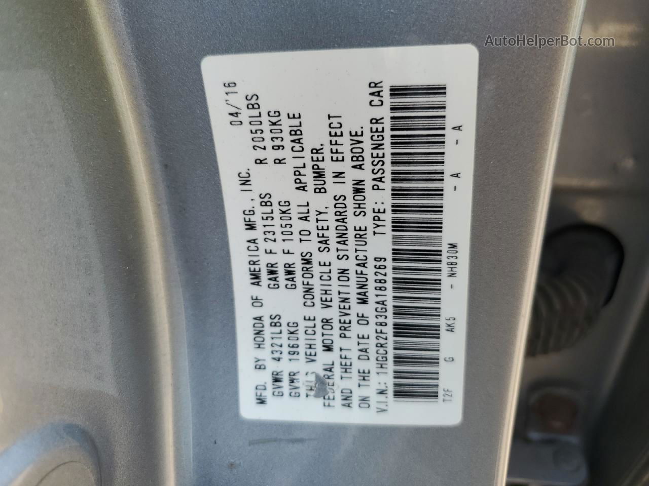 2016 Honda Accord Exl Silver vin: 1HGCR2F83GA188269