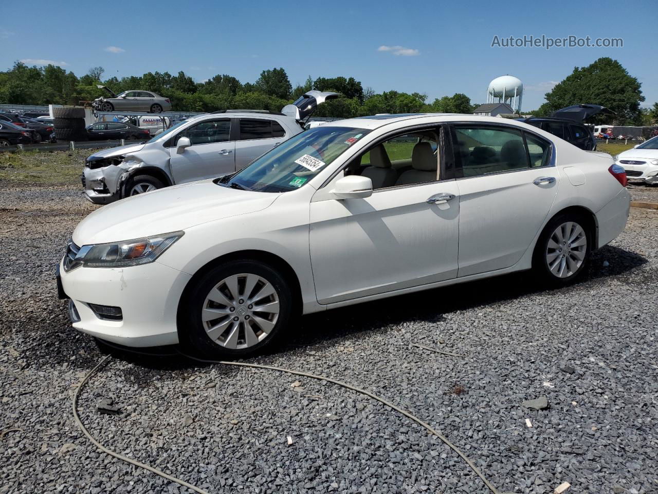 2014 Honda Accord Exl White vin: 1HGCR2F85EA308117