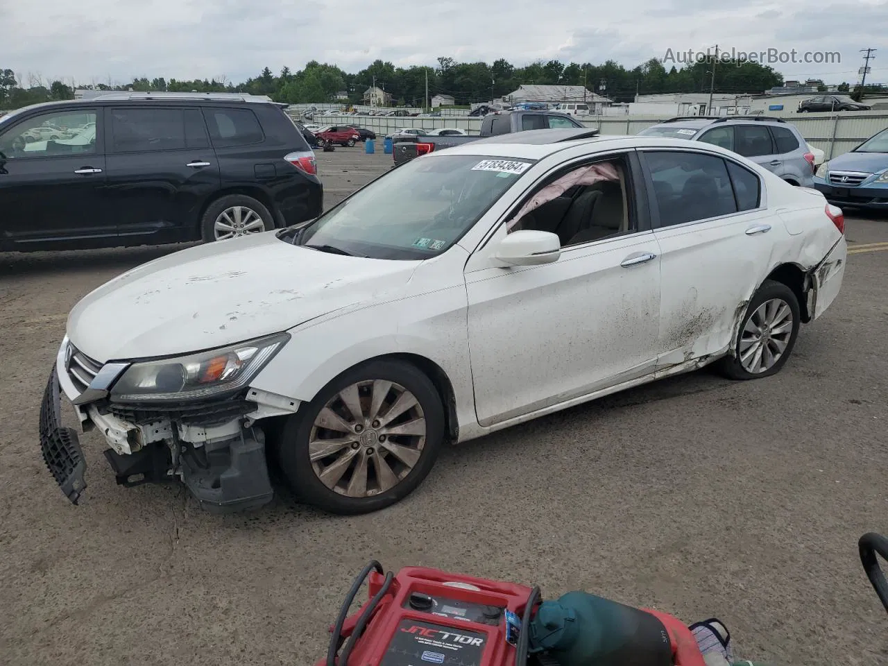 2015 Honda Accord Exl White vin: 1HGCR2F86FA220601