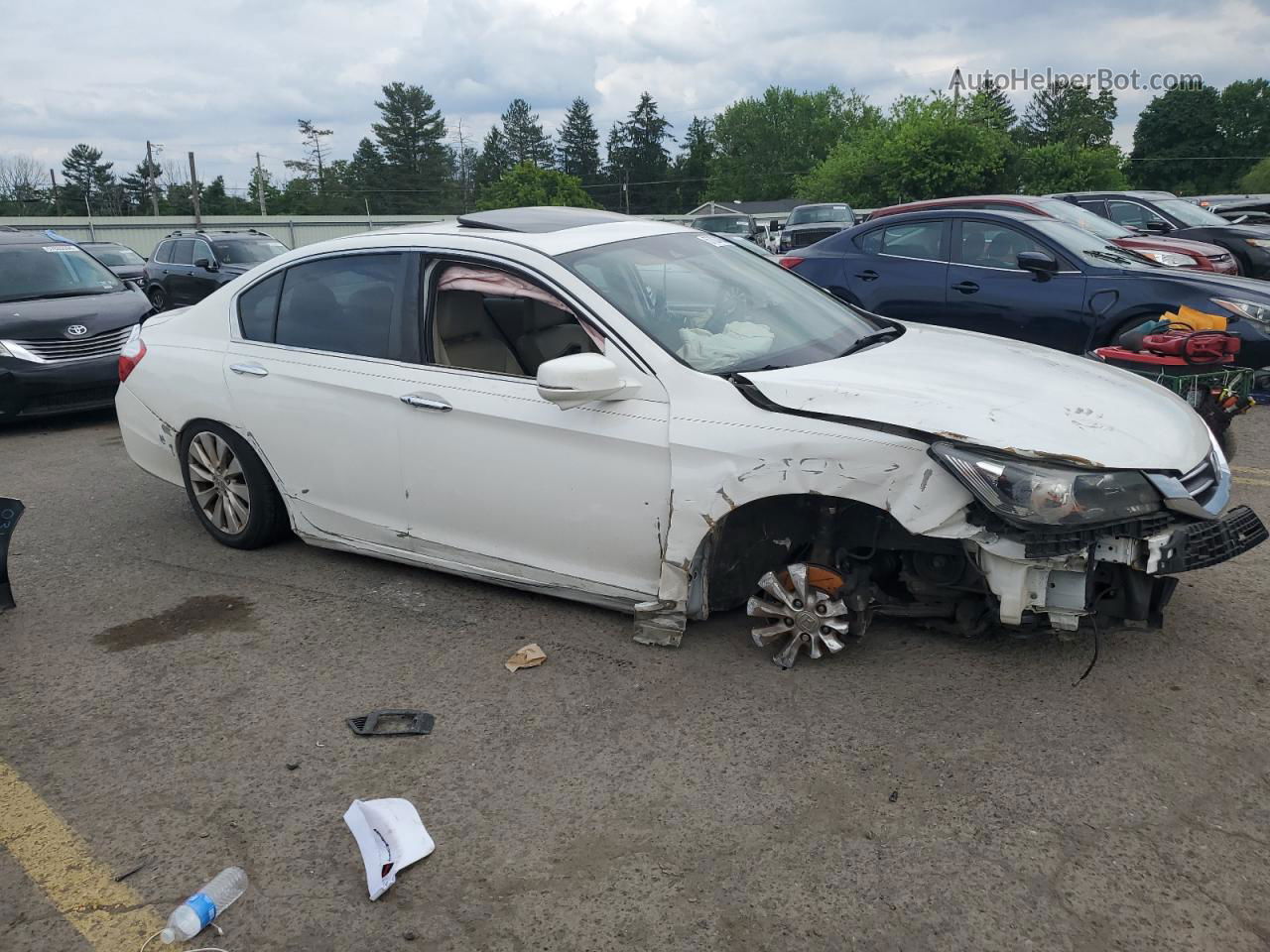 2015 Honda Accord Exl White vin: 1HGCR2F86FA220601