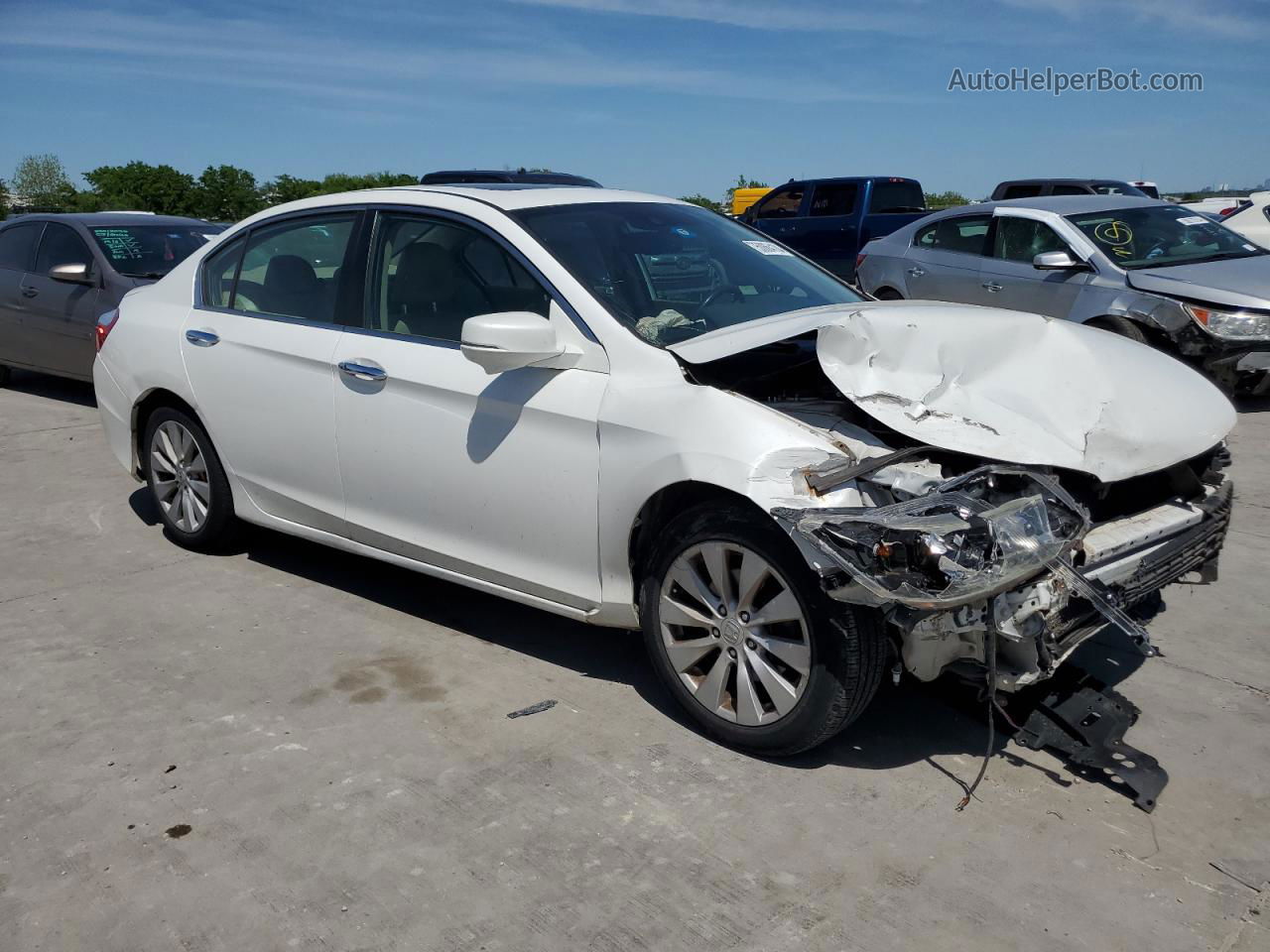 2014 Honda Accord Exl White vin: 1HGCR2F87EA253301