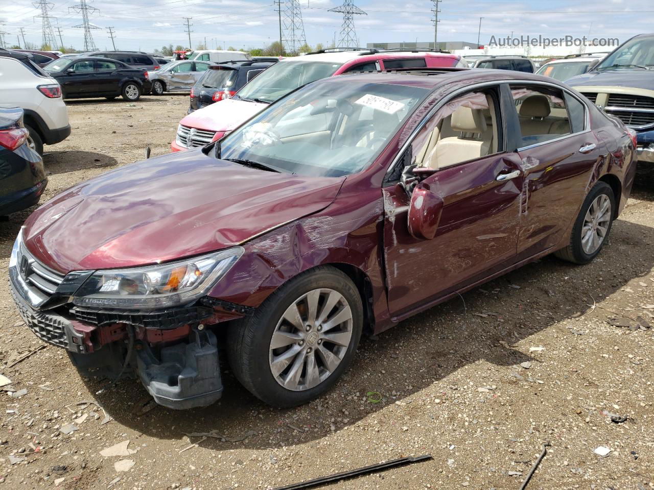 2014 Honda Accord Exl Бордовый vin: 1HGCR2F89EA017832