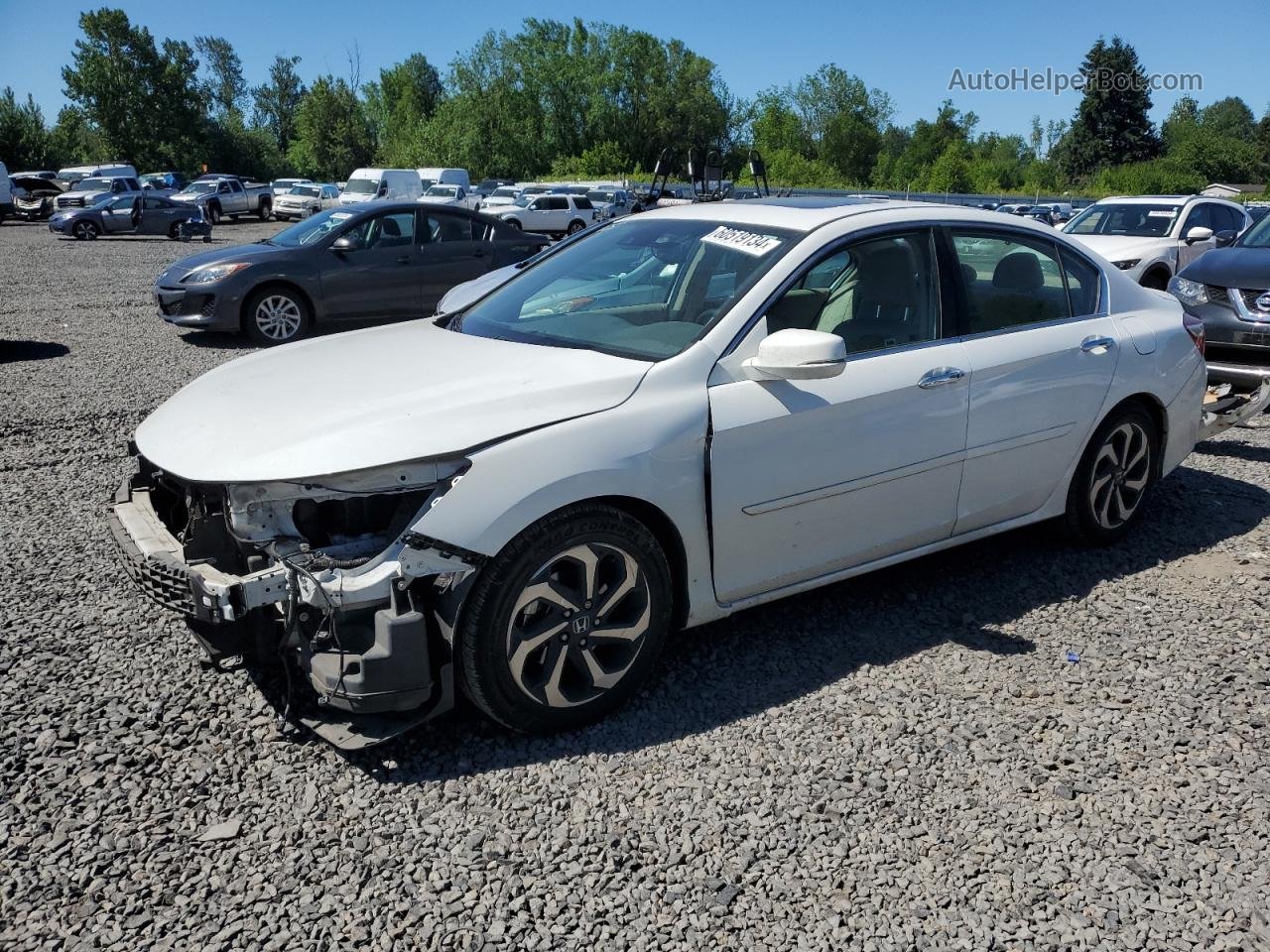 2017 Honda Accord Exl White vin: 1HGCR2F94HA091608