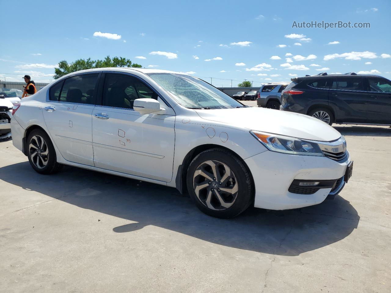 2016 Honda Accord Exl White vin: 1HGCR2F98GA143403