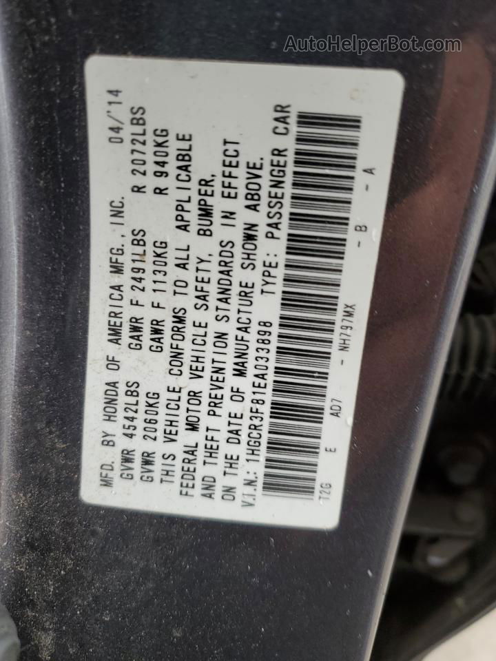 2014 Honda Accord Exl Gray vin: 1HGCR3F81EA033898