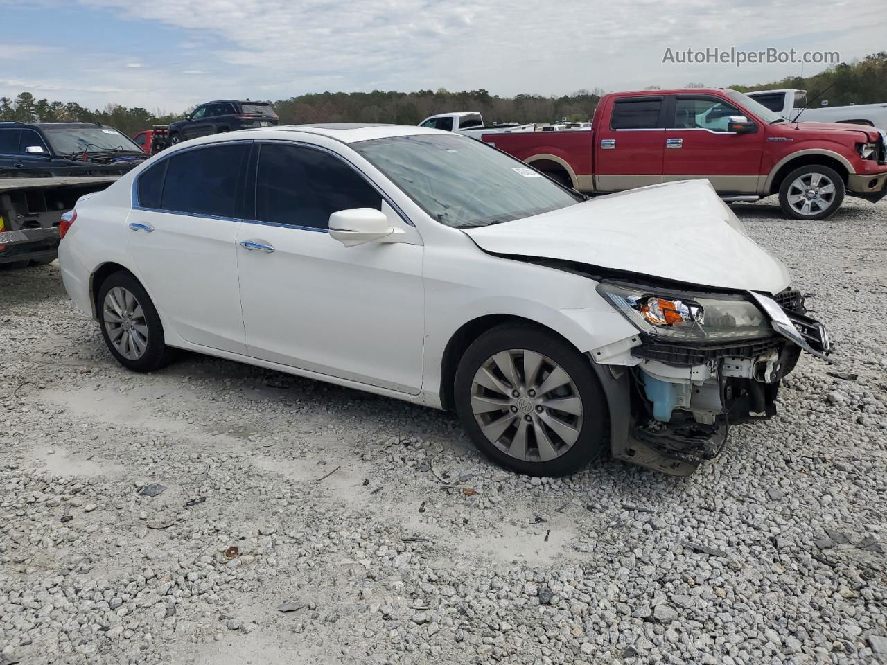 2014 Honda Accord Exl White vin: 1HGCR3F82EA027088